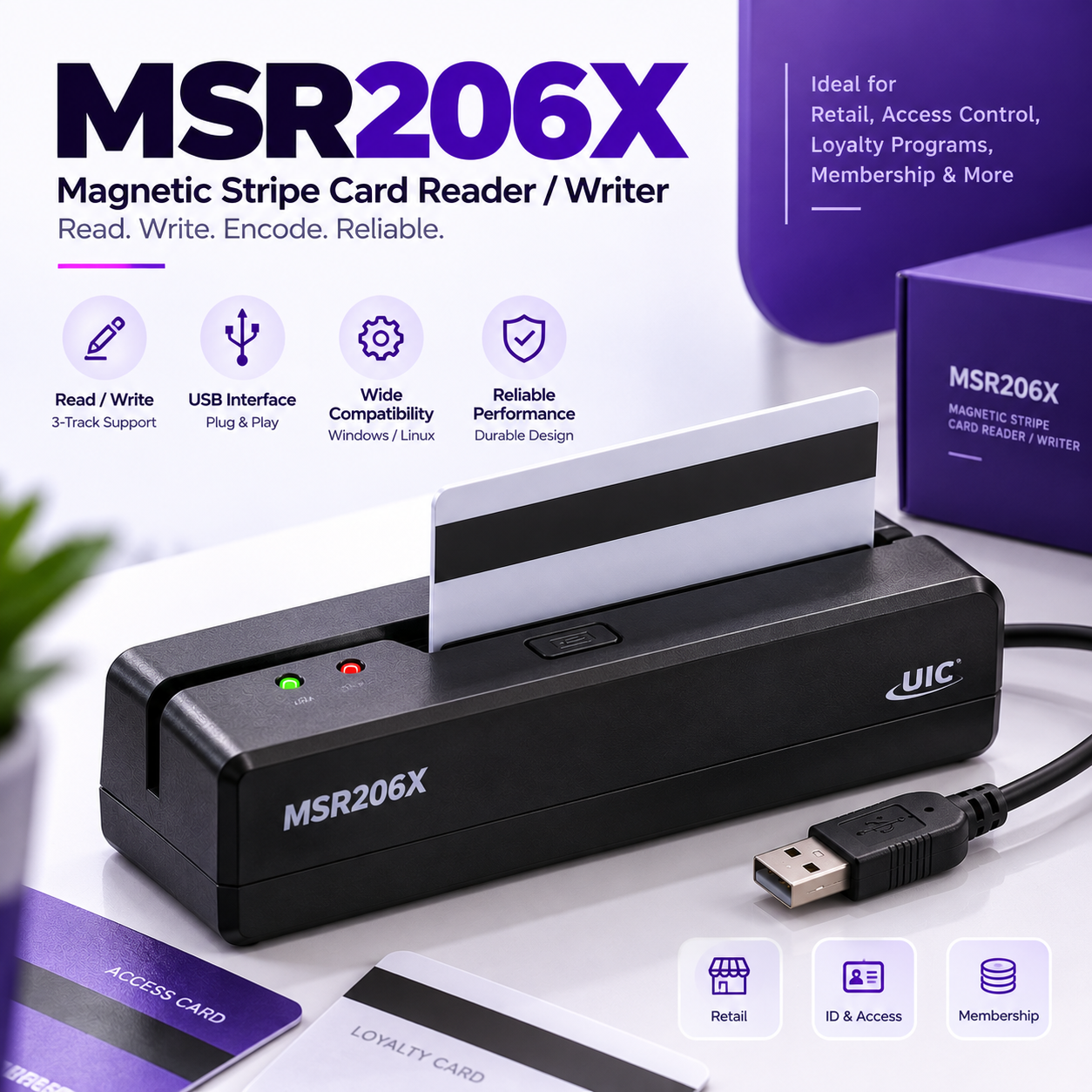 MSR206X Manual Swipe Magnetic Stripe Card Reader / Writer